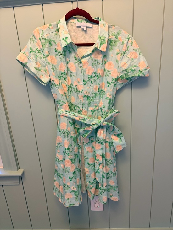 Hill House Dresses & Skirts - Hill House Home Lily Linen Floral Shirt Dress Tie Waist Small